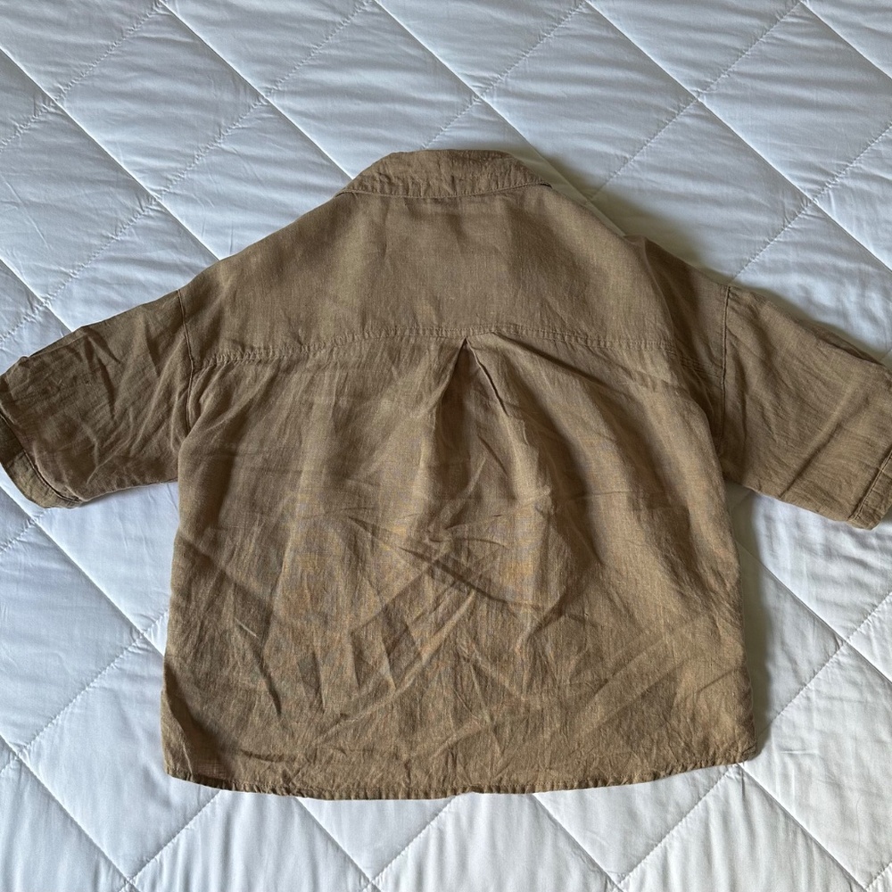 ~ Mod Ref Dawn Linen Button Down Shirt In Tan Sma… - image 5